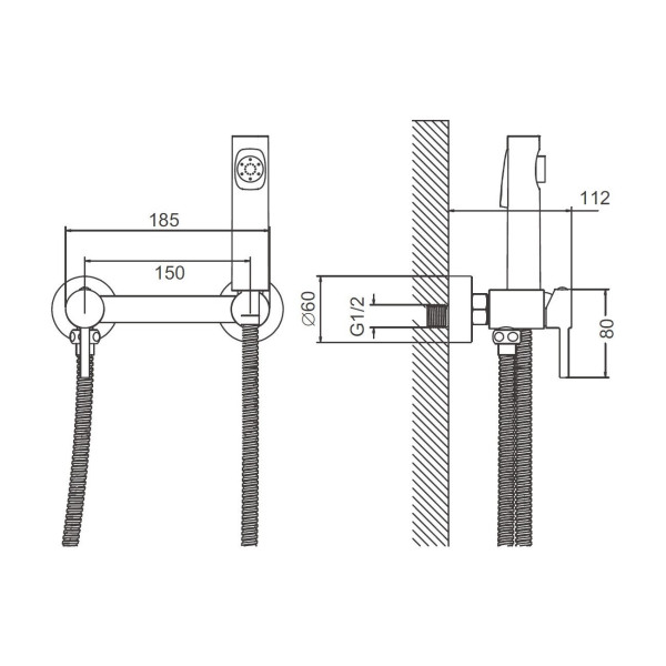 Гигиенический душ со смесителем BELZ B55803-7, черный. Фото 2