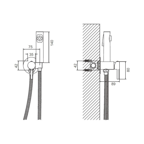 Гигиенический душ со смесителем BELZ B55804-5, брашированное золото. Фото 2