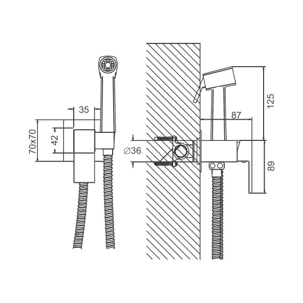 Гигиенический душ со смесителем BELZ B55805-5, брашированное золото. Фото 2