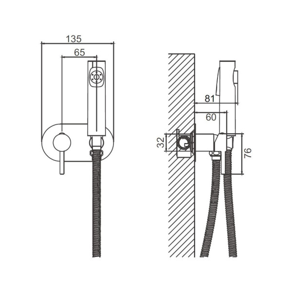 Гигиенический душ со смесителем BELZ B55807-5, брашированное золото. Фото 2