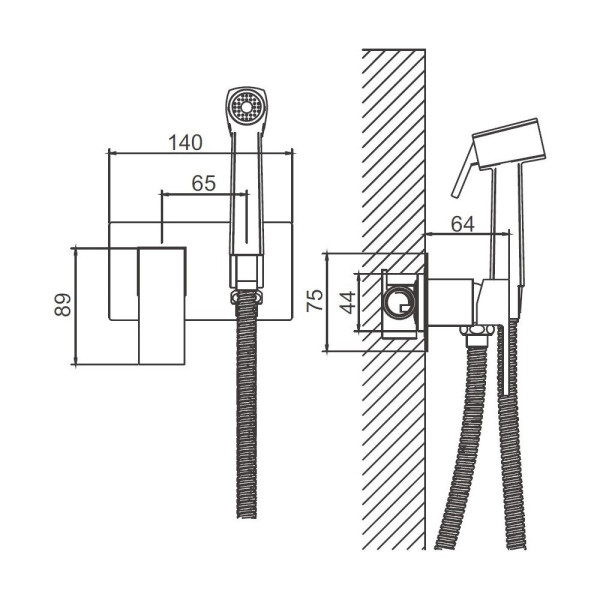 Гигиенический душ со смесителем BELZ B55808-3, оружейная сталь. Фото 2