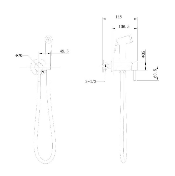 Гигиенический душ со смесителем Bravat D9151CP-ENG, хром. Фото 2