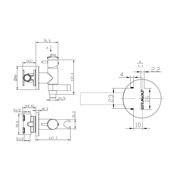 Гигиенический душ со смесителем Bravat Eler D9137CP-RUS, хром. Фото 2