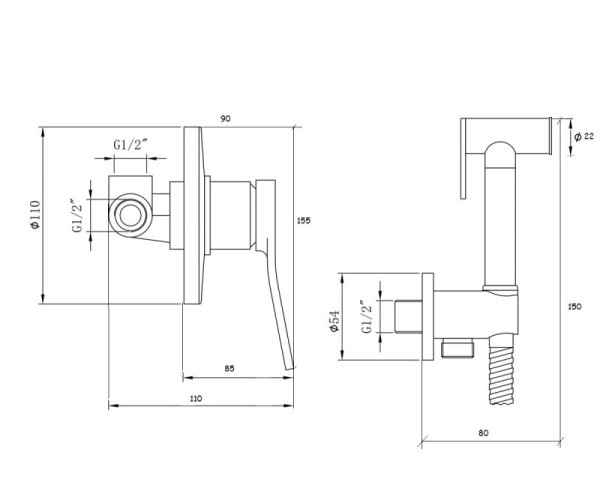 Гигиенический душ со смесителем Bronze de Luxe Element EL28GB, матовое золото/черный. Фото 2