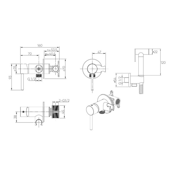 Гигиенический душ со смесителем Bronze de Luxe LIBERTY 701GG, графит. Фото 5