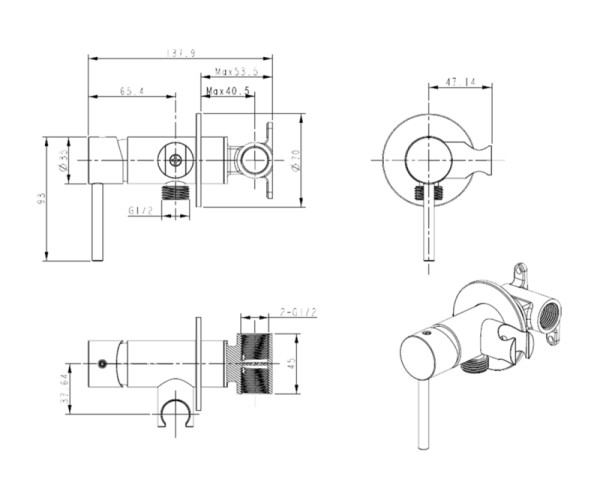 Гигиенический душ со смесителем Bronze de Luxe SCANDI 701/1BR, бронза. Фото 2