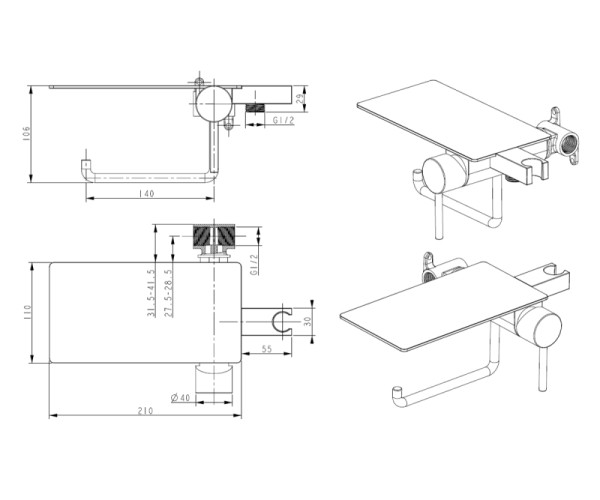 Гигиенический душ со смесителем Bronze de Luxe SCANDI 708B, черный. Фото 2