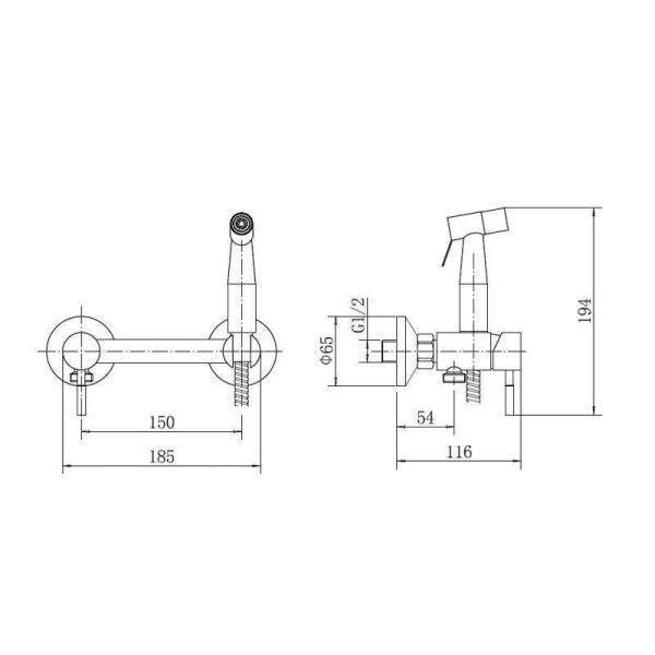 Гигиенический душ со смесителем FASHUN A57503-7, черный. Фото 2