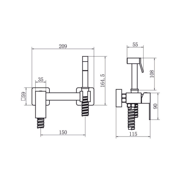 Гигиенический душ со смесителем FASHUN A57504-17, графит. Фото 2