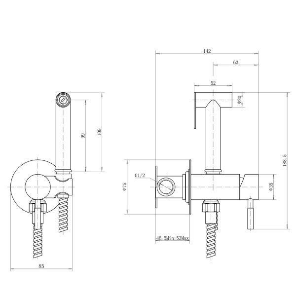 Гигиенический душ со смесителем FASHUN A57803, сатин. Фото 2