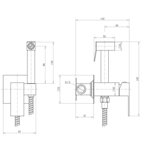 Гигиенический душ со смесителем FASHUN A57804, сатин. Фото 2