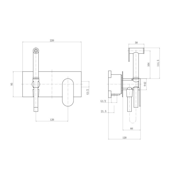 Гигиенический душ со смесителем FASHUN A7585-7, чёрный. Фото 2
