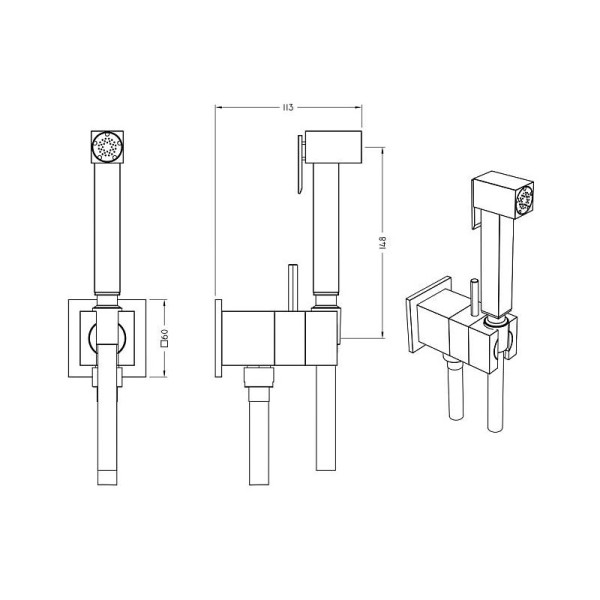 Гигиенический душ со смесителем Graffio KSPAQ101-09NEO, черный. Фото 2