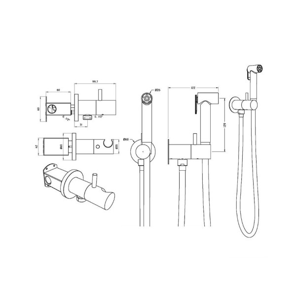 Гигиенический душ со смесителем Graffio KSPAT103-07BIO, белый. Фото 2