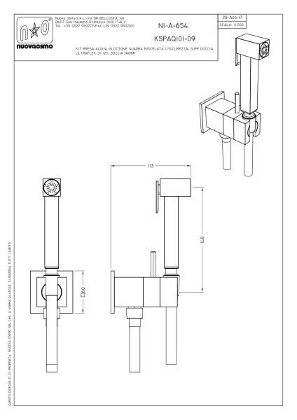 Гигиенический душ со смесителем Graffio Namir KSPAQ101-09RS, брошированная медь. Фото 2