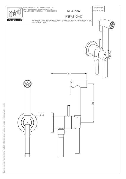 Гигиенический душ со смесителем Graffio Stella KSPAT101-07BS, брошированная бронза. Фото 2