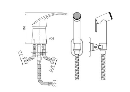 Гигиенический душ со смесителем Haiba HB1221-2, хром. Фото 2