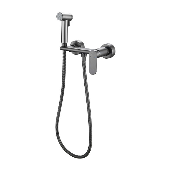 Гигиенический душ со смесителем Haiba HB5516-3, оружейная сталь. Фото 1