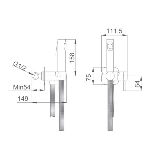 Гигиенический душ со смесителем Haiba HB5518-3, оружейная сталь. Фото 2
