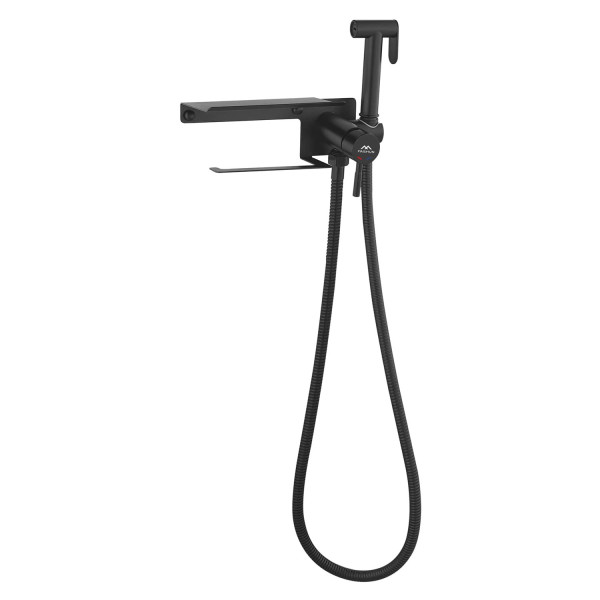 Гигиенический душ со смесителем и держателем туалетной бумаги FASHUN A57703-7, чёрный. Фото 1