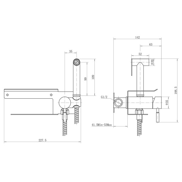Гигиенический душ со смесителем и держателем туалетной бумаги FASHUN A57703, сатин. Фото 2