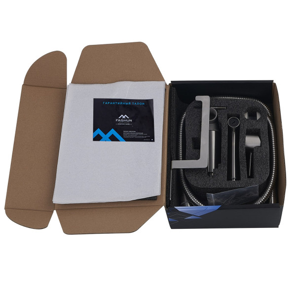 Гигиенический душ со смесителем и держателем туалетной бумаги FASHUN A57703, сатин. Фото 4