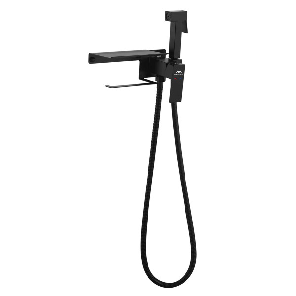 Гигиенический душ со смесителем и держателем туалетной бумаги FASHUN A57704-7, чёрный. Фото 1