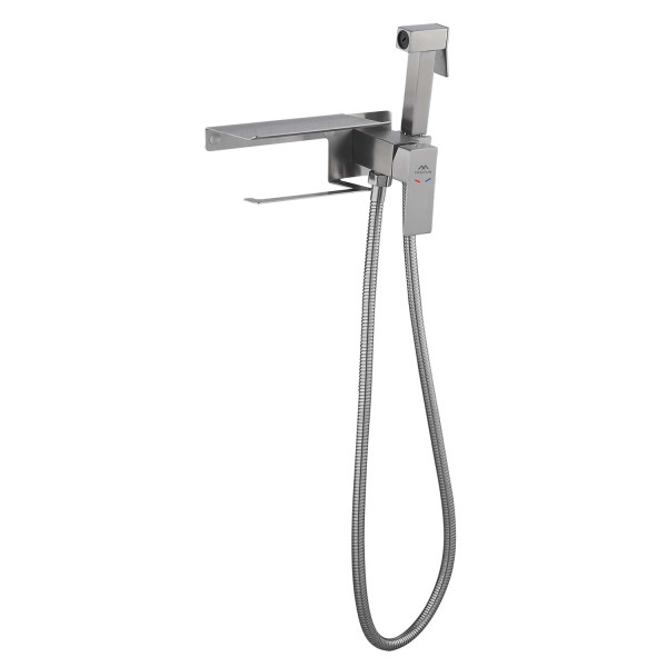 Гигиенический душ со смесителем и держателем туалетной бумаги FASHUN A57704, сатин. Фото 1