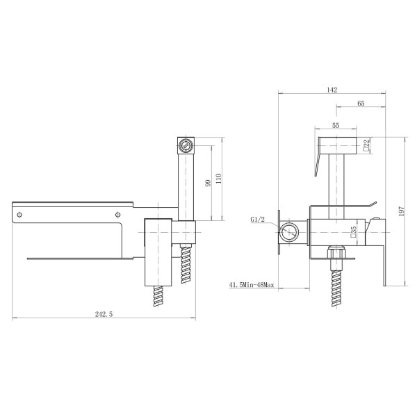 Гигиенический душ со смесителем и держателем туалетной бумаги FASHUN A57704, сатин. Фото 2