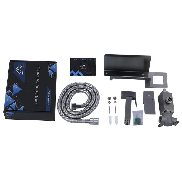 Гигиенический душ со смесителем и держателем туалетной бумаги FASHUN A57704, сатин. Фото 3