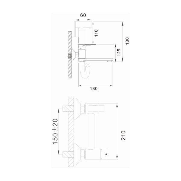 Гигиенический душ со смесителем и изливом D-Lin D181201-A, черный. Фото 2