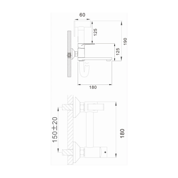 Гигиенический душ со смесителем и изливом D-Lin D181202, хром. Фото 2