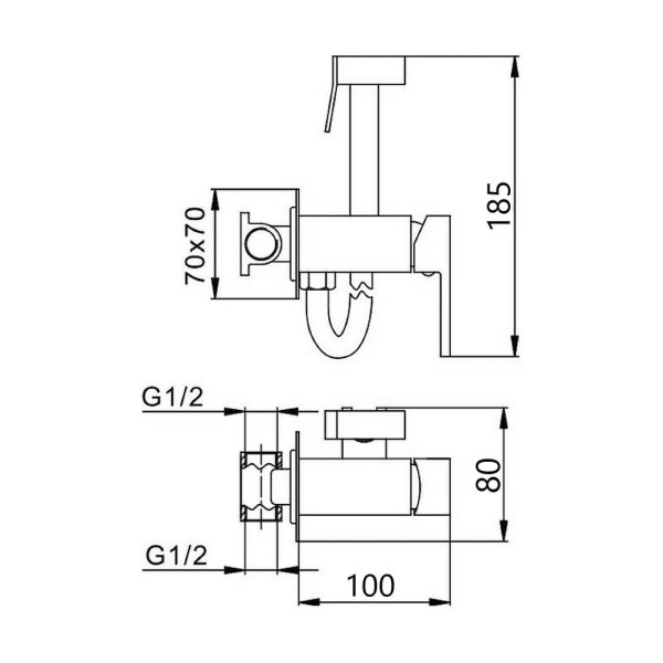 Гигиенический душ со смесителем Maretti Umbria UM30RV68, хром. Фото 2