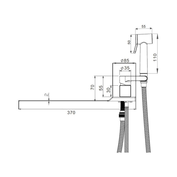 Гигиенический душ со смесителем на борт унитаза D-Lin D182204-A, черный. Фото 2