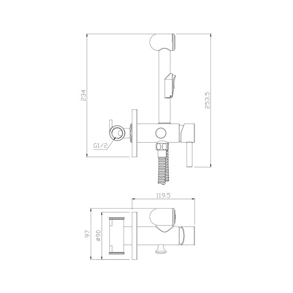 Гигиенический душ со смесителем Olive s BALEAR 13141BLB, черный. Фото 2