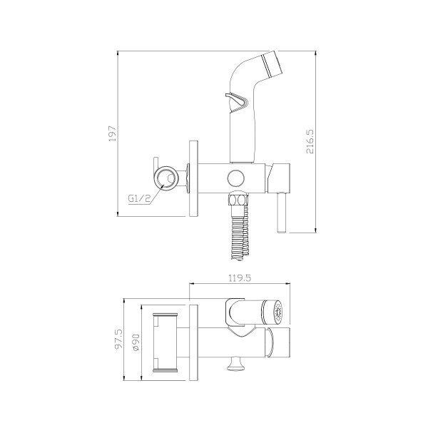 Гигиенический душ со смесителем Olive s BALEAR 13142BL, хром. Фото 2