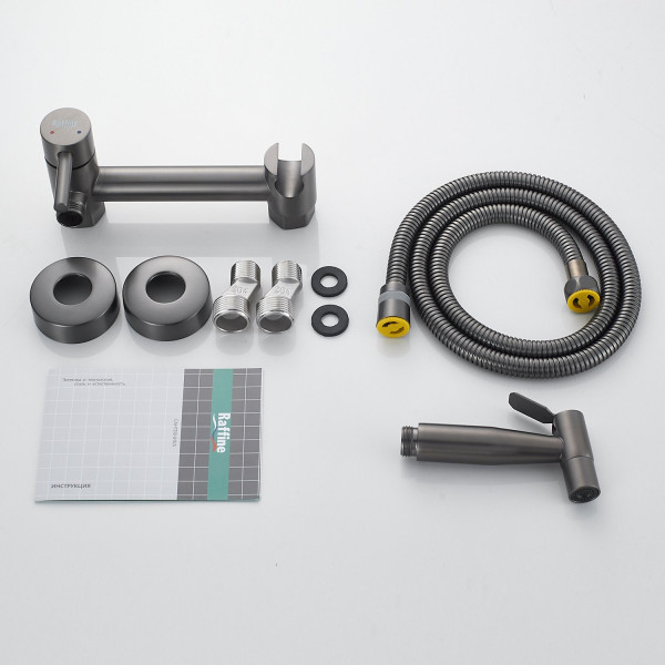 Гигиенический душ со смесителем Raffine F207T, оружейная сталь. Фото 3