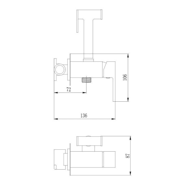 Гигиенический душ со смесителем Raiber RPB-009, черный. Фото 2