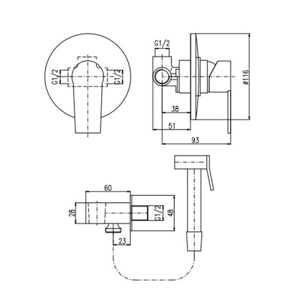 Гигиенический душ со смесителем Rav Slezak COLORADO CO142/1, хром. Фото 2