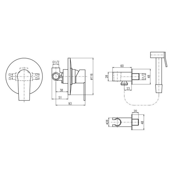 Гигиенический душ со смесителем Rav Slezak COLORADO CO142, хром. Фото 2