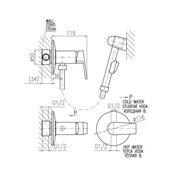 Гигиенический душ со смесителем Rav Slezak COLORADO CO147/1, хром. Фото 2