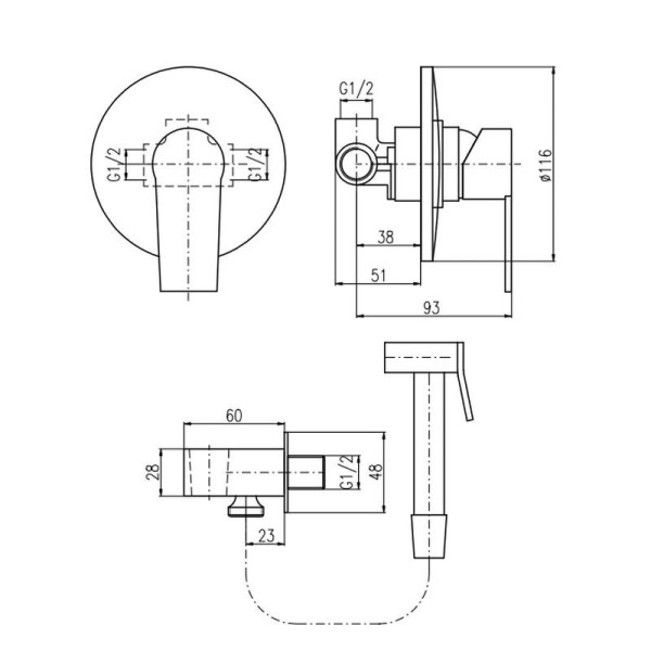Гигиенический душ со смесителем Rav Slezak COLORADO CO242/1, хром. Фото 2