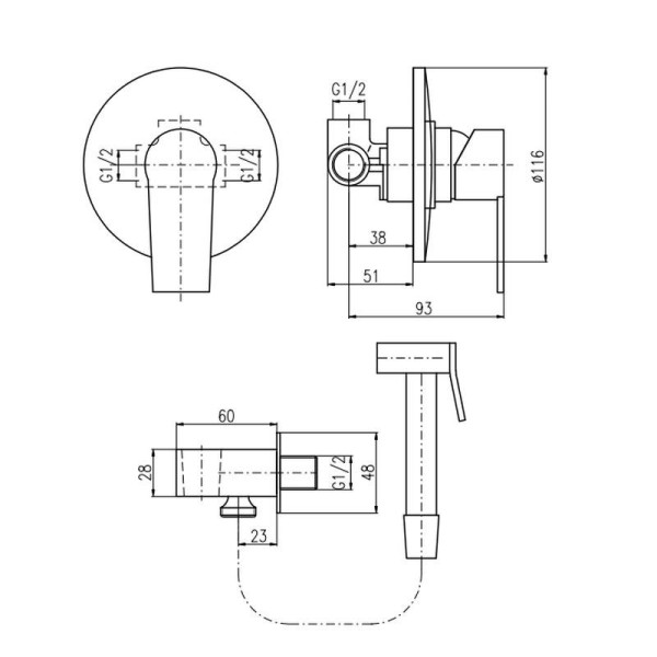 Гигиенический душ со смесителем Rav Slezak COLORADO CO242, хром. Фото 2