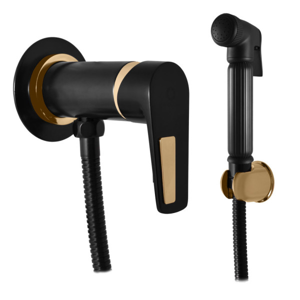 Гигиенический душ со смесителем Rav Slezak COLORADO CO347/1CMATZ, черный/золото. Фото 1