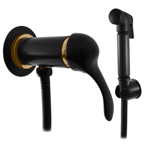 Гигиенический душ со смесителем Rav Slezak LABE L047/1CMATZ, черный/золото. Фото 1