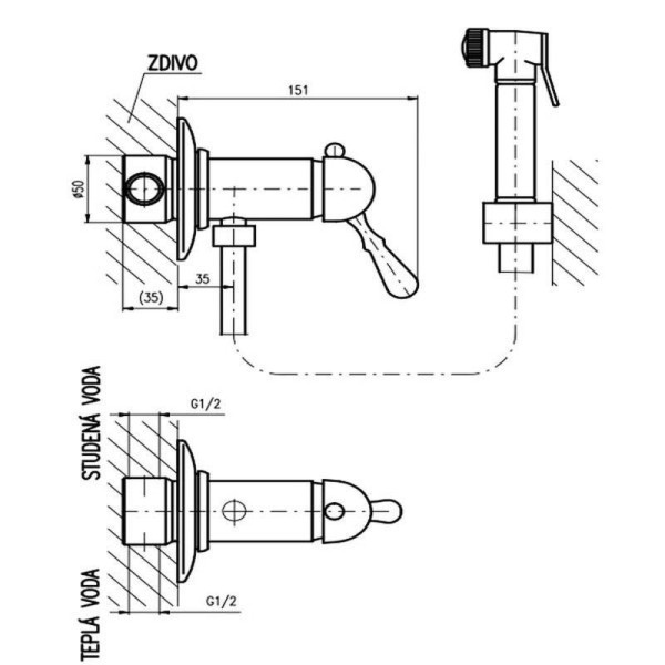Гигиенический душ со смесителем Rav Slezak LABE L047SM, бронза. Фото 2