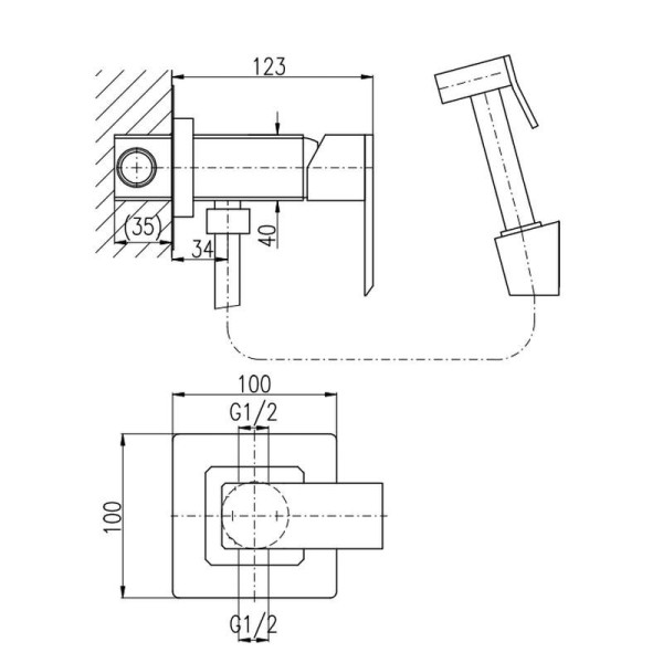 Гигиенический душ со смесителем Rav Slezak Loira LR547/1Z, золото. Фото 2