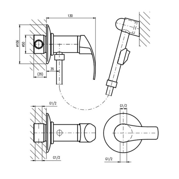 Гигиенический душ со смесителем Rav Slezak Mississippi MS047/1, хром. Фото 2