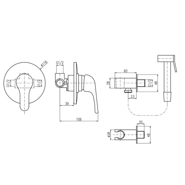 Гигиенический душ со смесителем Rav Slezak SAZAVA SA042/1, хром. Фото 2