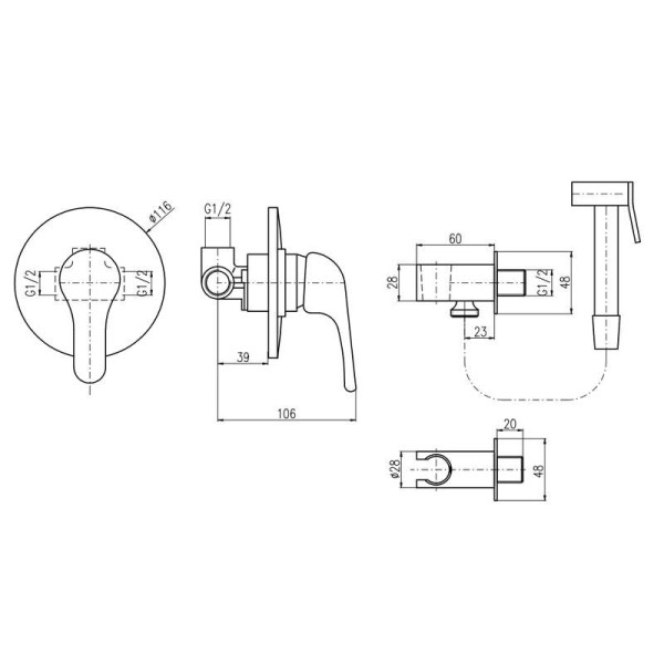 Гигиенический душ со смесителем Rav Slezak SAZAVA SA342, хром. Фото 2